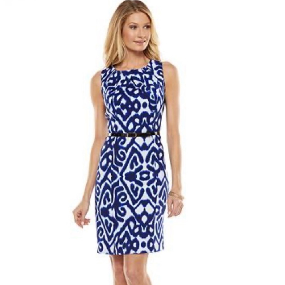 Vibrant Blue and White Patterned Dress
